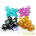 Assorted Colored Glitter Polyhedral Dice 7pcs Set, Glitter RPG Dice Set d4 d6 d8 d10 d12 d20 d%